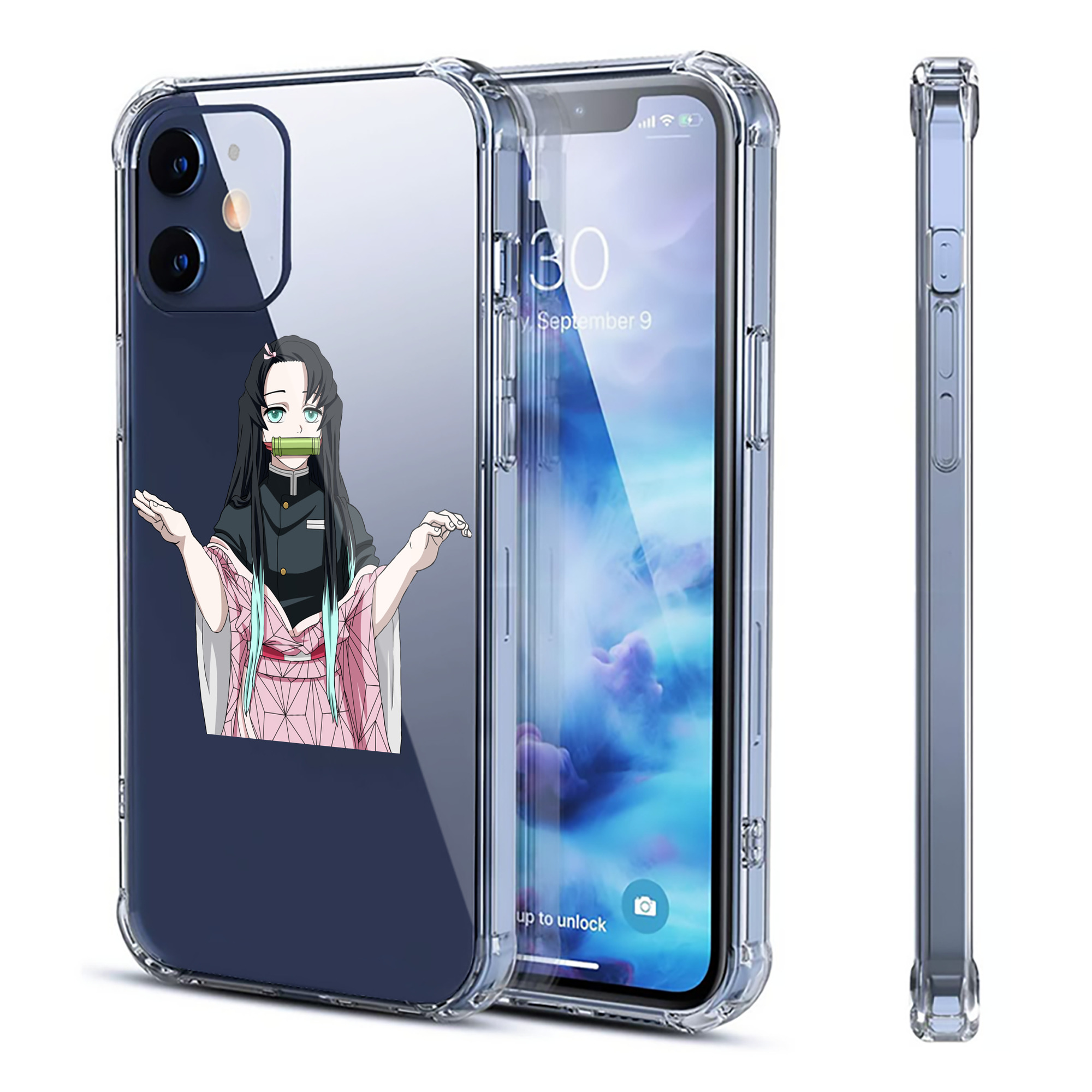 （画像用） 鬼滅の刃（きめつのやいば）竈門 禰󠄀豆子／かまど ねずこ Kamado Nezuko 【iPhone 12シリーズ対応】透明スマホケース（クリアソフトケース）